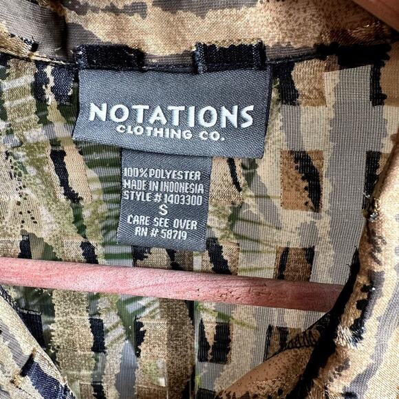 Notations Gold Black Zebra Sheer Blouse S Button Up Y2K Retro Statement - Picture 4 of 7